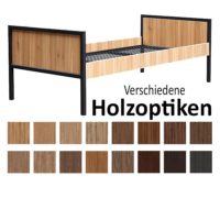 Einzelbett-Metallbett ALEX mit Holzverkleidung