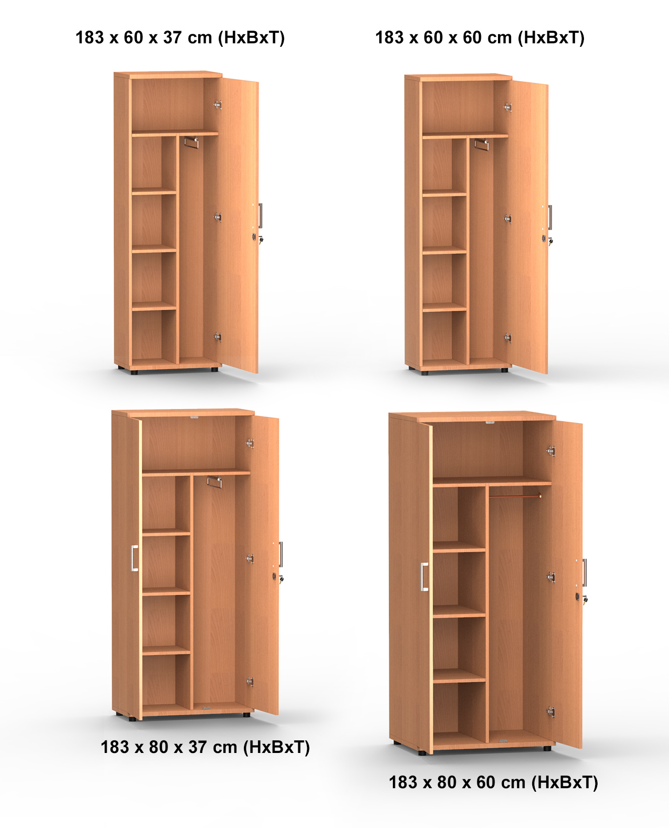 Kleiderspind / Aufbewahrungsspind in Buche-Dekor