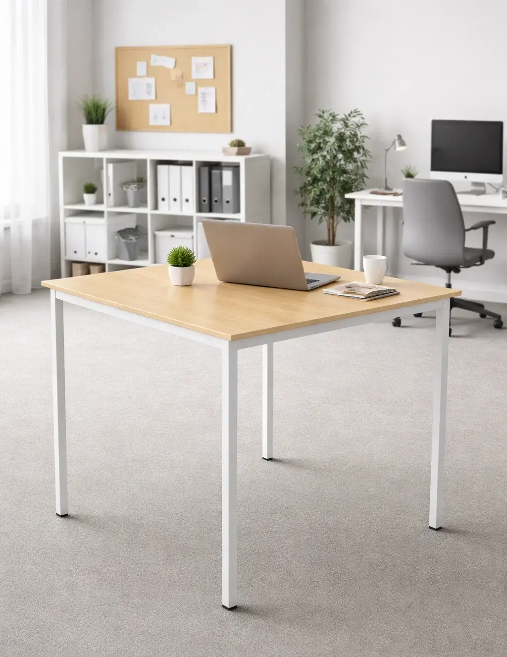 Tisch 80x80 cm mit Metallgestell und Holzplatte