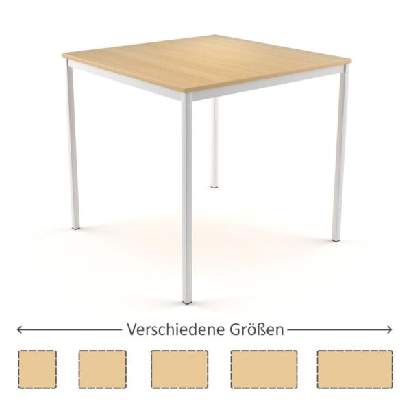 Tisch Oskar mit Buche-Dekor Tischplatte und grauen Metallgestell
