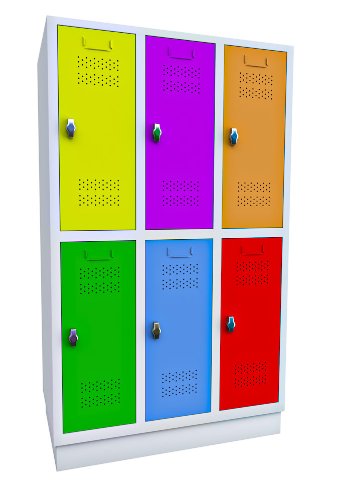 Grundschule-Spind-Schrank-3x2-bunte-Tueren