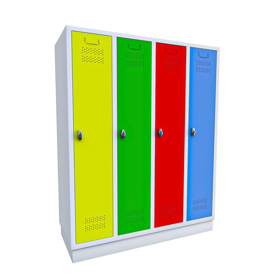 Grundschule-Spind-Schrank-4x1-in-bnten-Farben