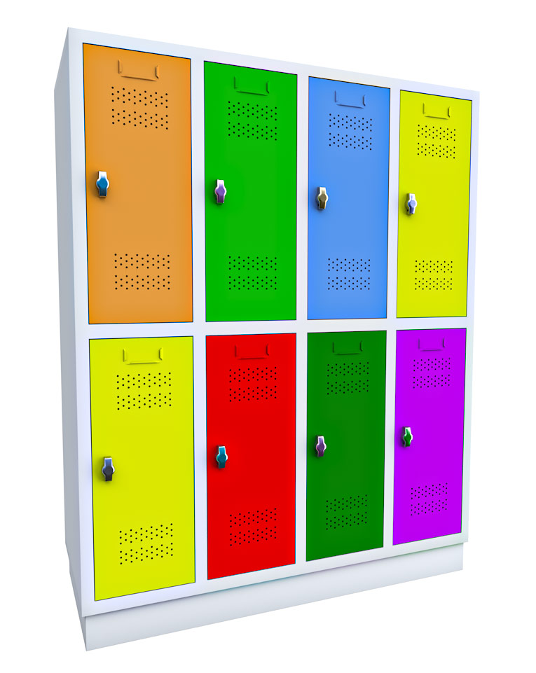 Grundschule-Spind-Schrank-4x2-bunte-Tueren