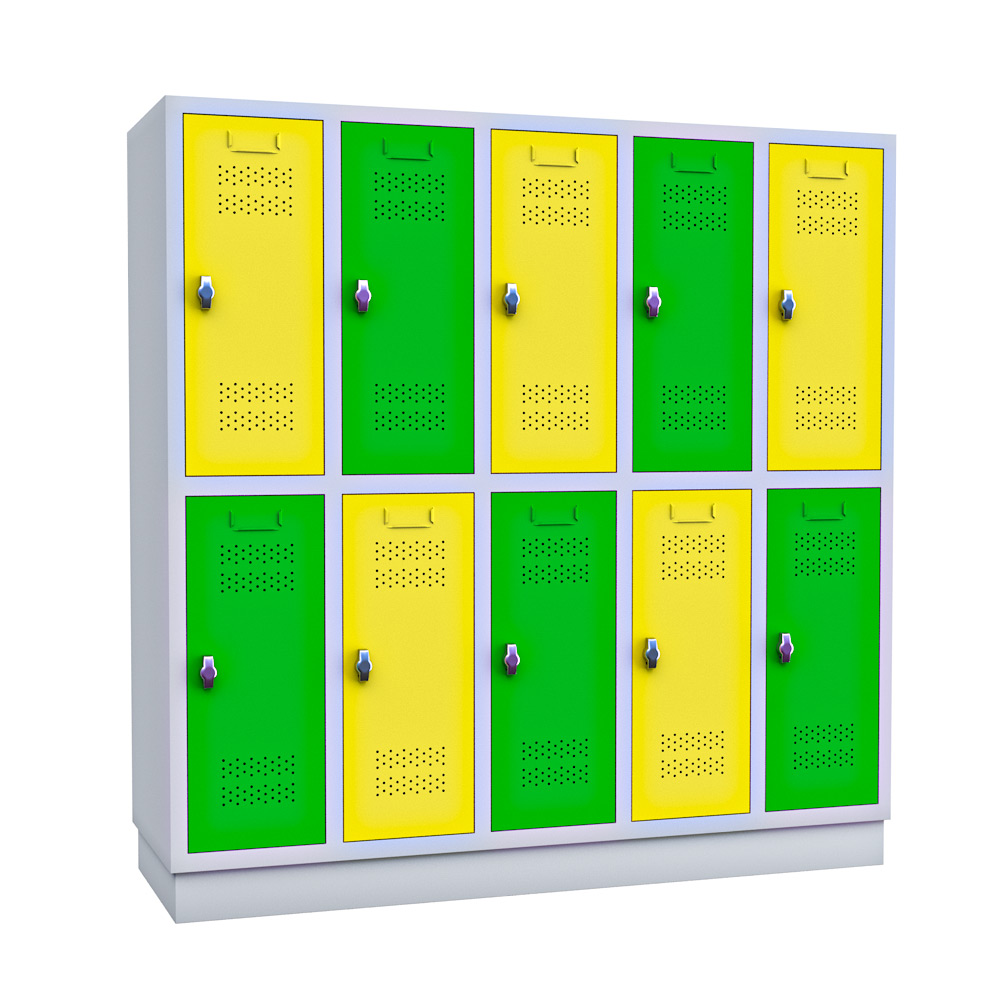 Grundschulspinde gelb grün Spindschrank