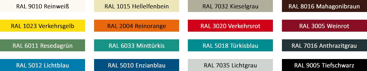 RAL Farben für Metallmöbel