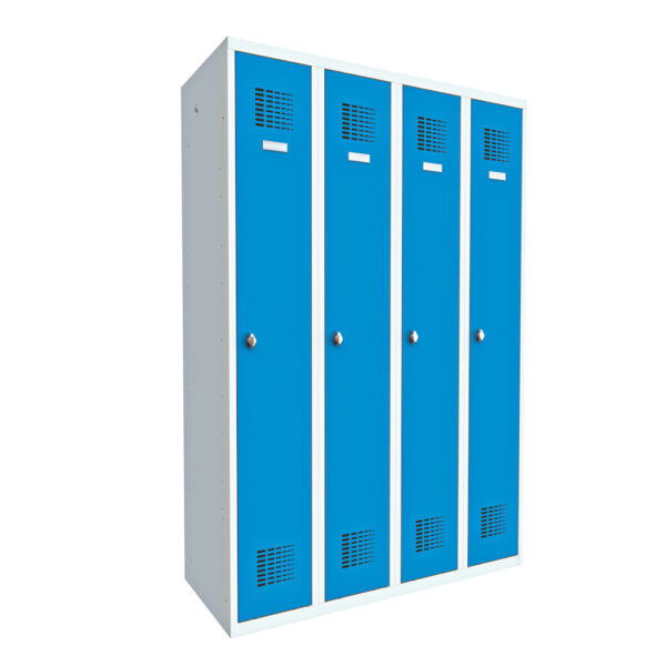 Kleiderspind 4 Türen - Metallspind blaue Türen