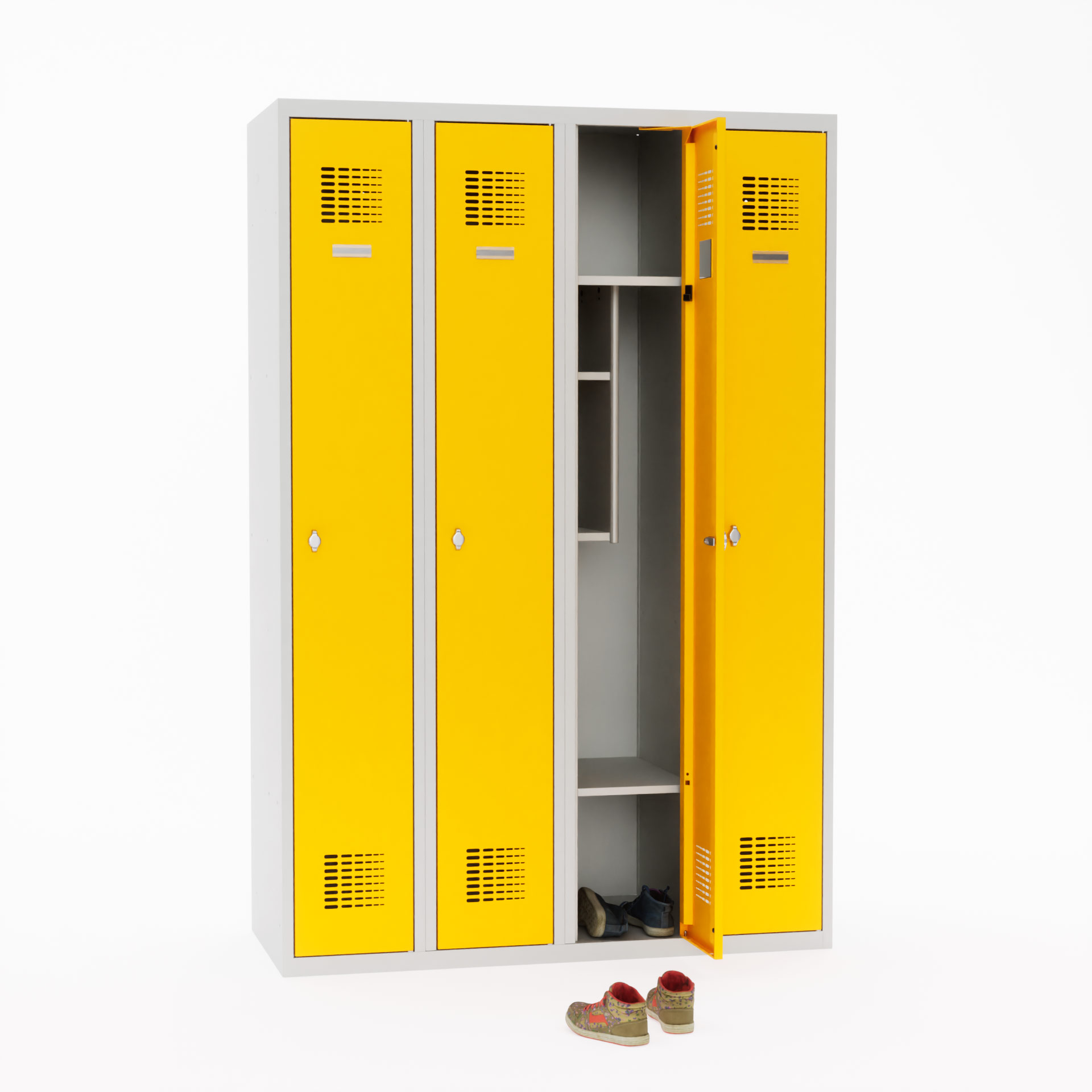 Schulspind 4 Türen in Gelb Schulspind 4 Türen in Gelb