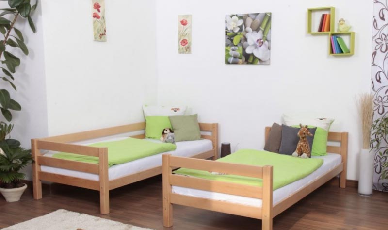 Buche-Massivholz Etagenbett LUCA als Einzelbett