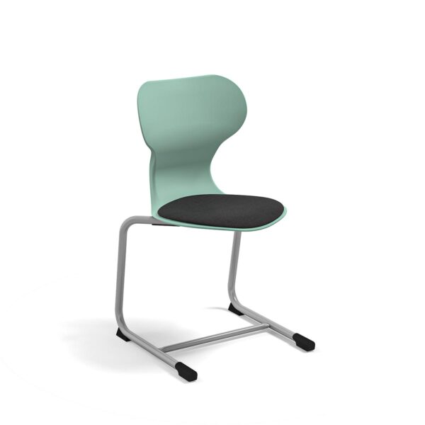 Freischwinger Stuhl Miato in der Farbe Grün mit Sitzkissen