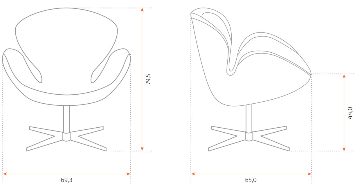 Drehstuhl-Sessel CHLOE Abmessungen