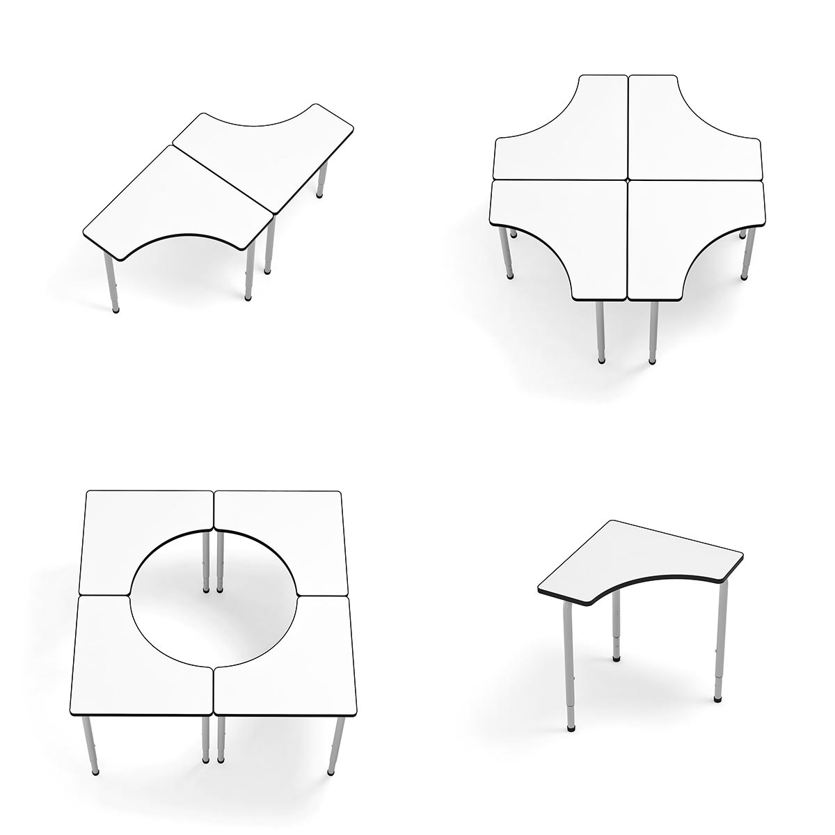 Höhenverstellbarer Mehrzwecktisch ARROW für Schulen und Firmen - Kombinationsmöglichkeiten