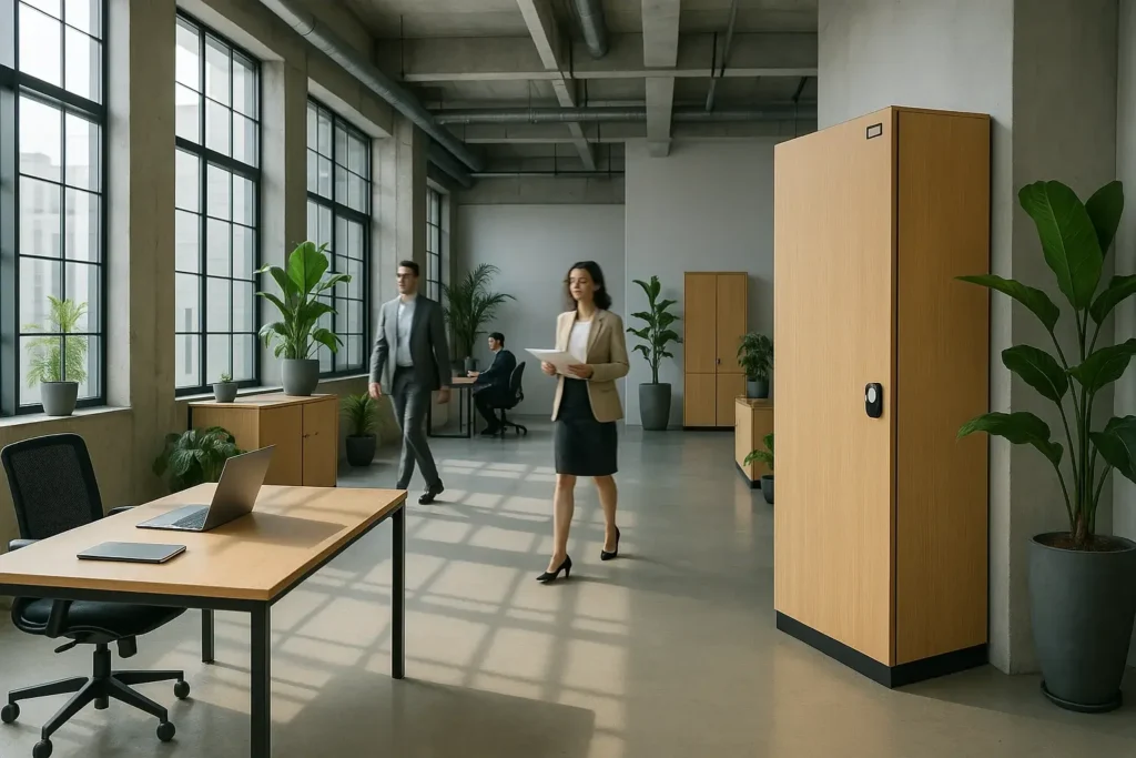 Holzschränke und Aktenschränke in Büro und Verwaltung