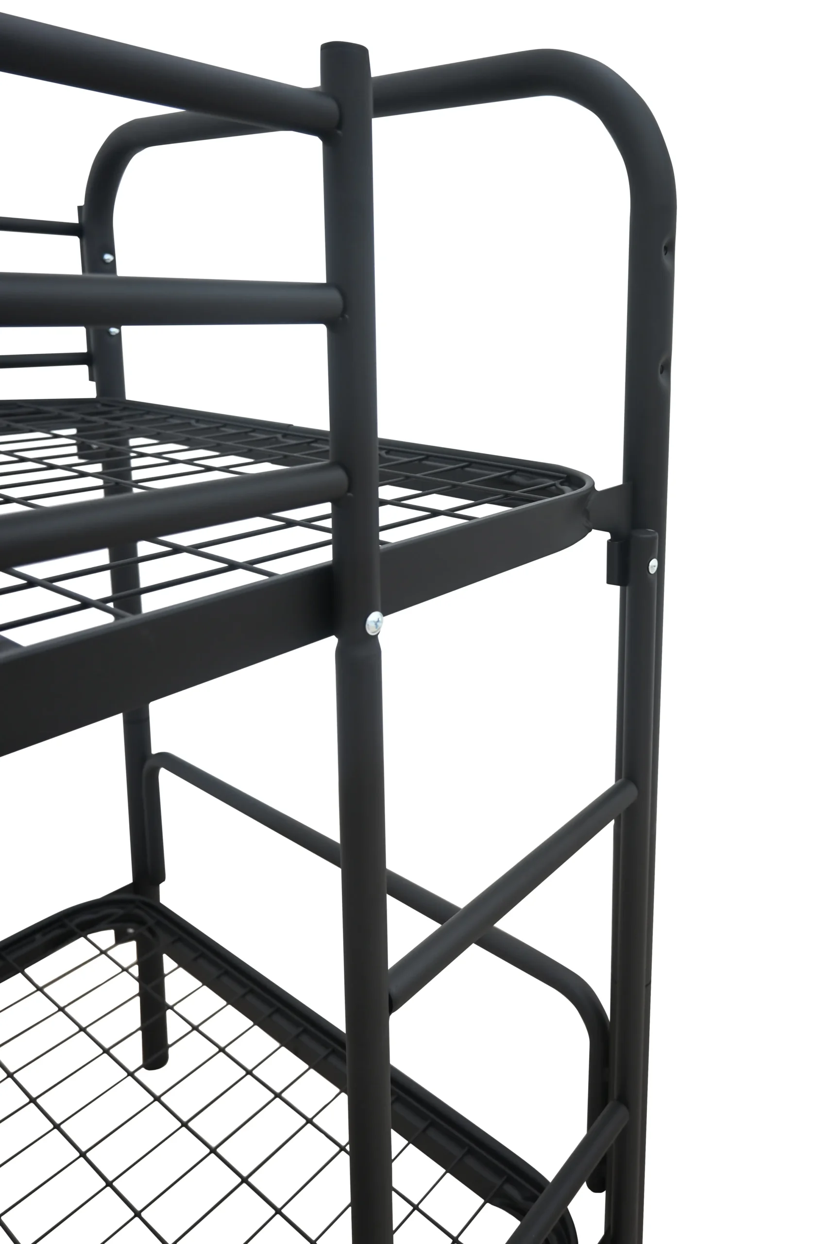 Schwarzes Doppelstockbett 190x90 cm mit Schutz-und Aufstiegshilfe (Leiter)