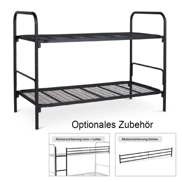 Stahlrohrdoppelstockbett 190x90 cm (schwarz) + opt. Zubehör