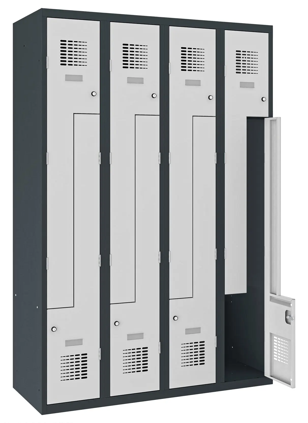 Z-Kleiderspind V4 in Anthrazitgrau und Lichtgrauen Türen