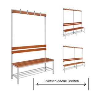 Sitzbankgarderobe mit Rückenlehne und Garderobenhaken